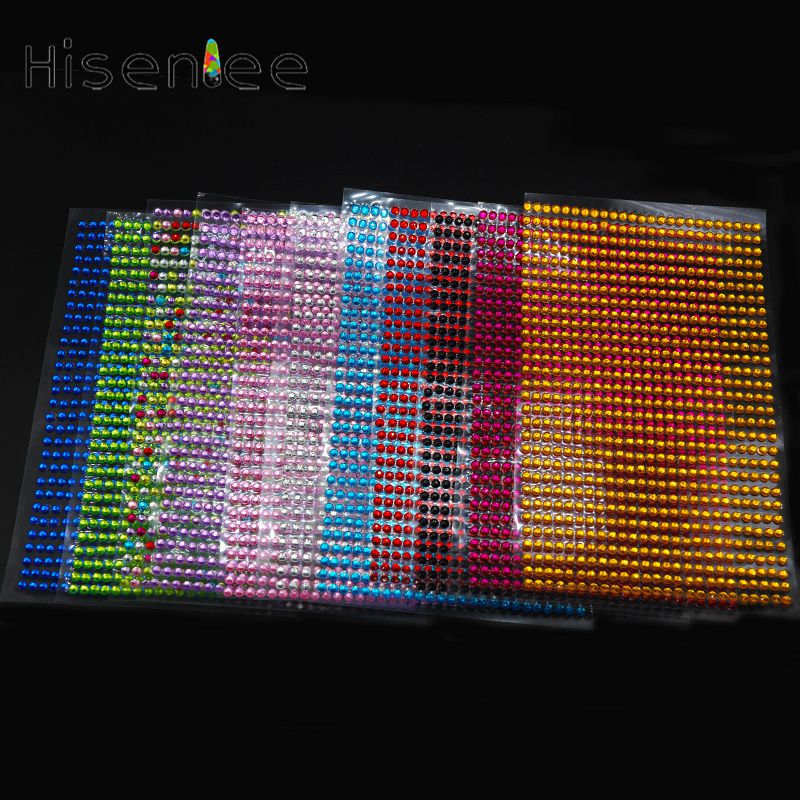 3mm 750pcs/set Acrylic Boutique Circular Flatback 12 Colors Shiny Crystal Rhinestones Stickers Wall Sticker Car Sticker