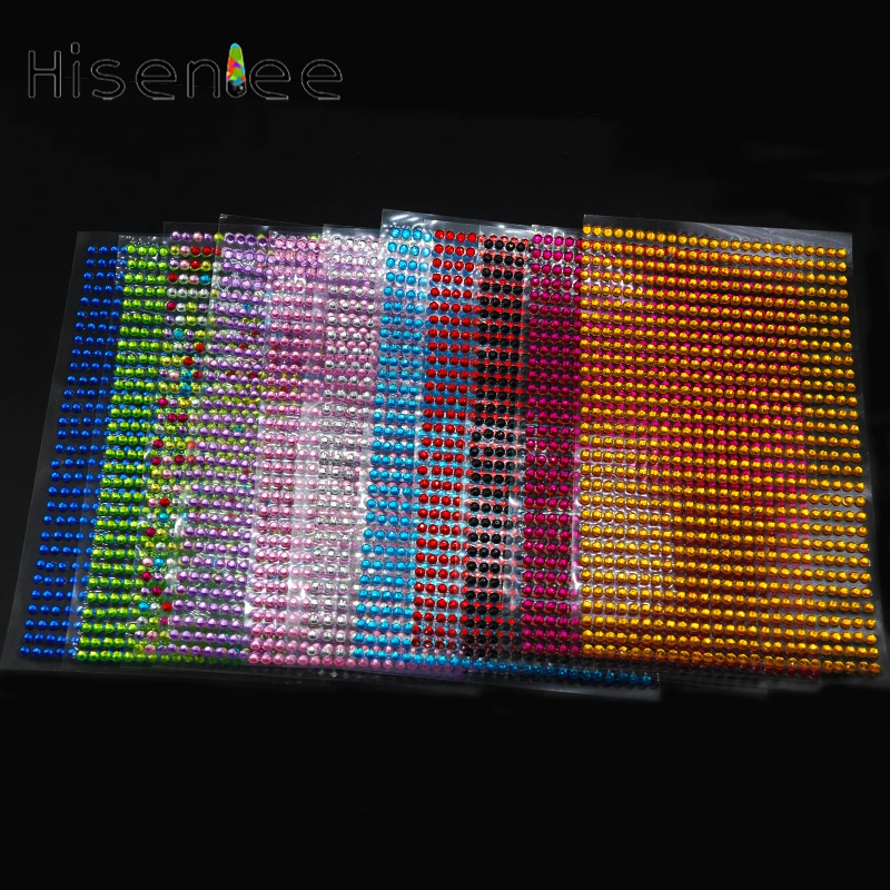 

3mm 750pcs/set Acrylic Boutique Circular Flatback 12 Colors Shiny Crystal Rhinestones Stickers Wall Sticker Car Sticker