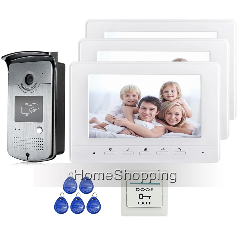 Free Shipping New 7 Color Screen Video Intercom font b Door b font Phone Set 3