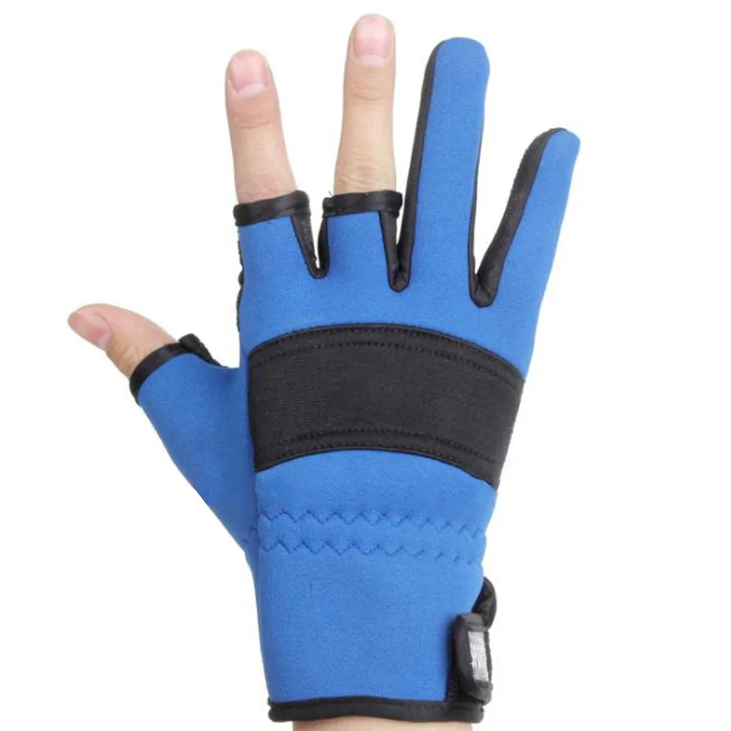 Men Fishing Gloves Outdoor Non-Slip Fishing Protective Gloves Three Fingers Cut Sports Half Finger