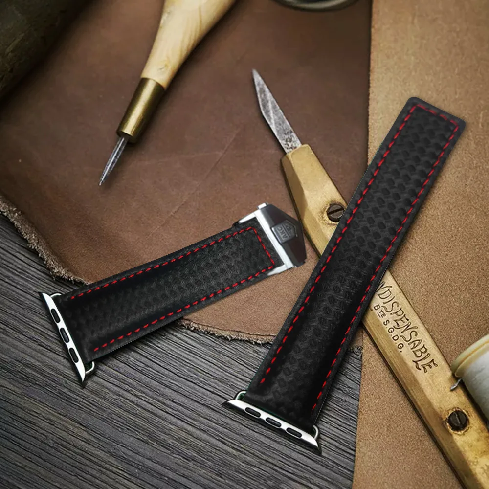 AKGLEADER 38-42mm Watch Band For Apple Series 4 Bracelet Folding Buckle Genuine Leather Band For Apple Series 1 2 3 Wrist Strap AKGLEADER 38-42mm Watch Band For Apple Series 4 Bracelet Folding Buckle Genuine Leather Band For Apple Series 1 2 3 Wrist Strap