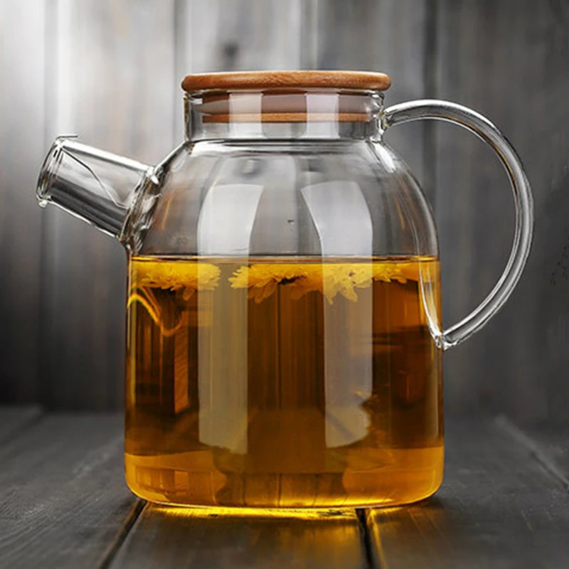 Прозрачный стеклянный чайник большой емкости 1000ml01800ml термостойкий фильтр