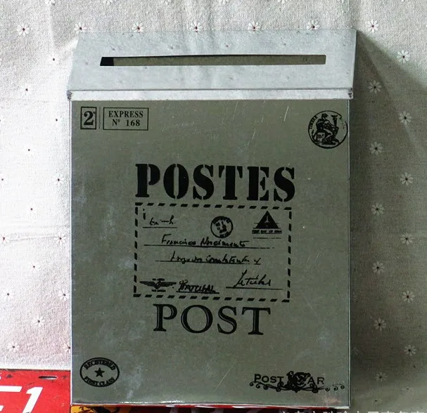 

Free shipping vintage Luxury Iron-Mail Mail Box Bucket Tin Newspaper Letter Metal Waterproof Mailbox Lockable