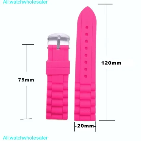 20mm Funny Deep Pink Silicone Jelly Rubber Ladies Watch Band Straps WB1002R20JB