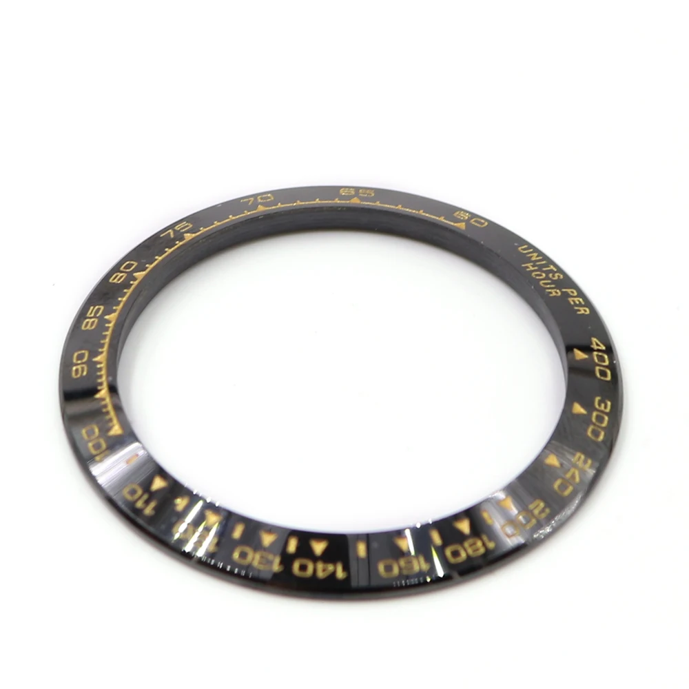CARLYWET высокое качество керамика черный с золотом письма Часы Ободок для Daytona 116500-116520
