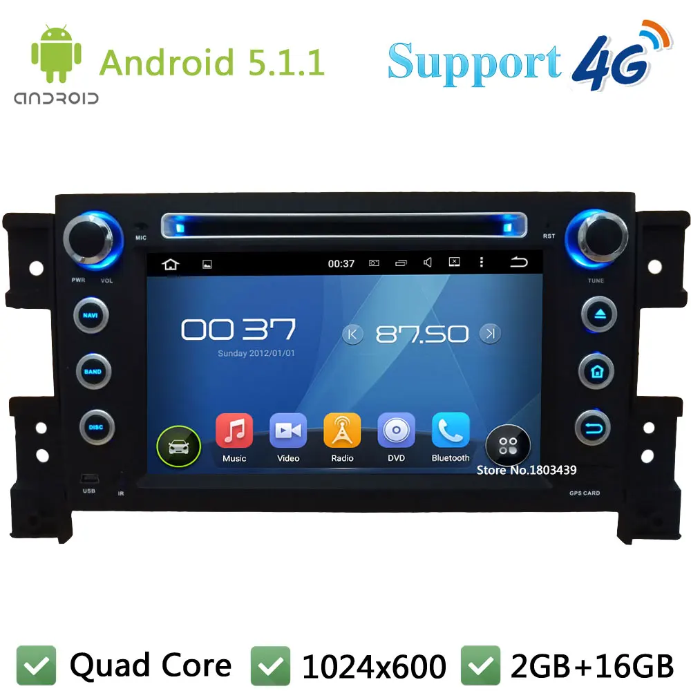 Quad Core 7 1024 600 2Din Android 5 1 1 Car DVD Player font b Radio