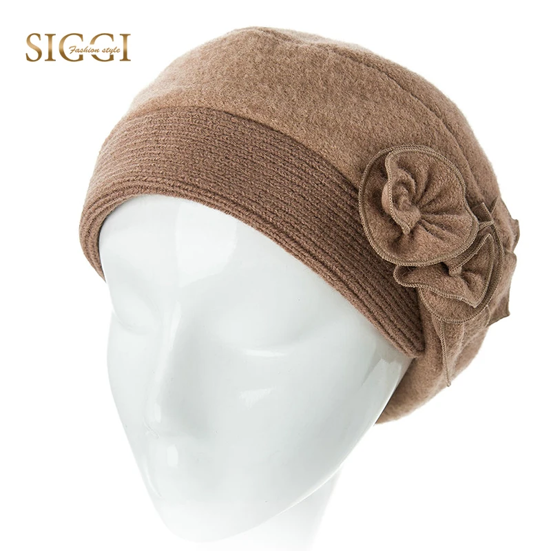 

FANCET Winter Women Beret Bowler Hat Wool Blend Warm Stitching Decoration Printing Fabric Sweat Casual Hat Clearance 69123