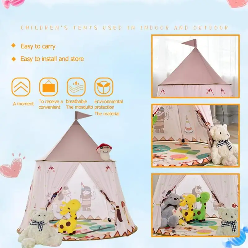 Мультяшная лошадь дети висящий флаг палатка teepee детский игровой дом принцесса замок