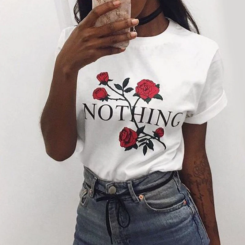 

Rose letters printed tshirt harajuku ulzzang tumblr t shirt women t-shirt kawaii t shirt femme womens tshirt tops