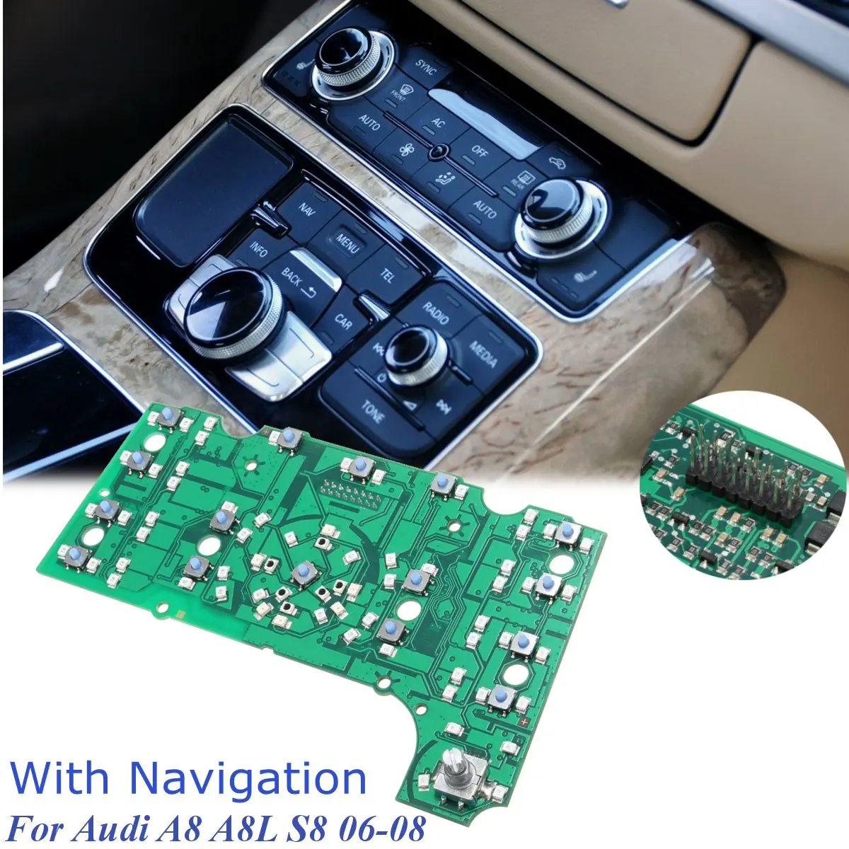 

3G MMI Multimedia Interface E380 Control Panel Circuit Board For Audi A8 A8L S8 2006 2007 2008 PVC and Metal