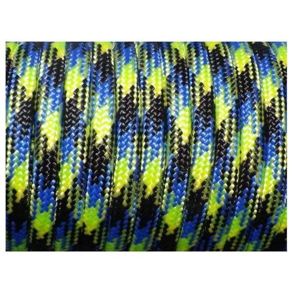 

550 Paracord 7 Inner Strands Mil Spec Type III Bushcraft Survival Lanyard Rope, 100 FT Black+Yellow+blue (#51)