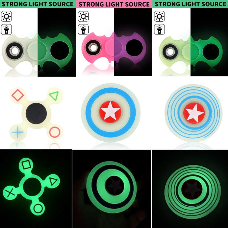 Batman Captain America Fidget Spinner EDC Fidget Spinner Hand Spinner Finger Glow in the Dark Luminous