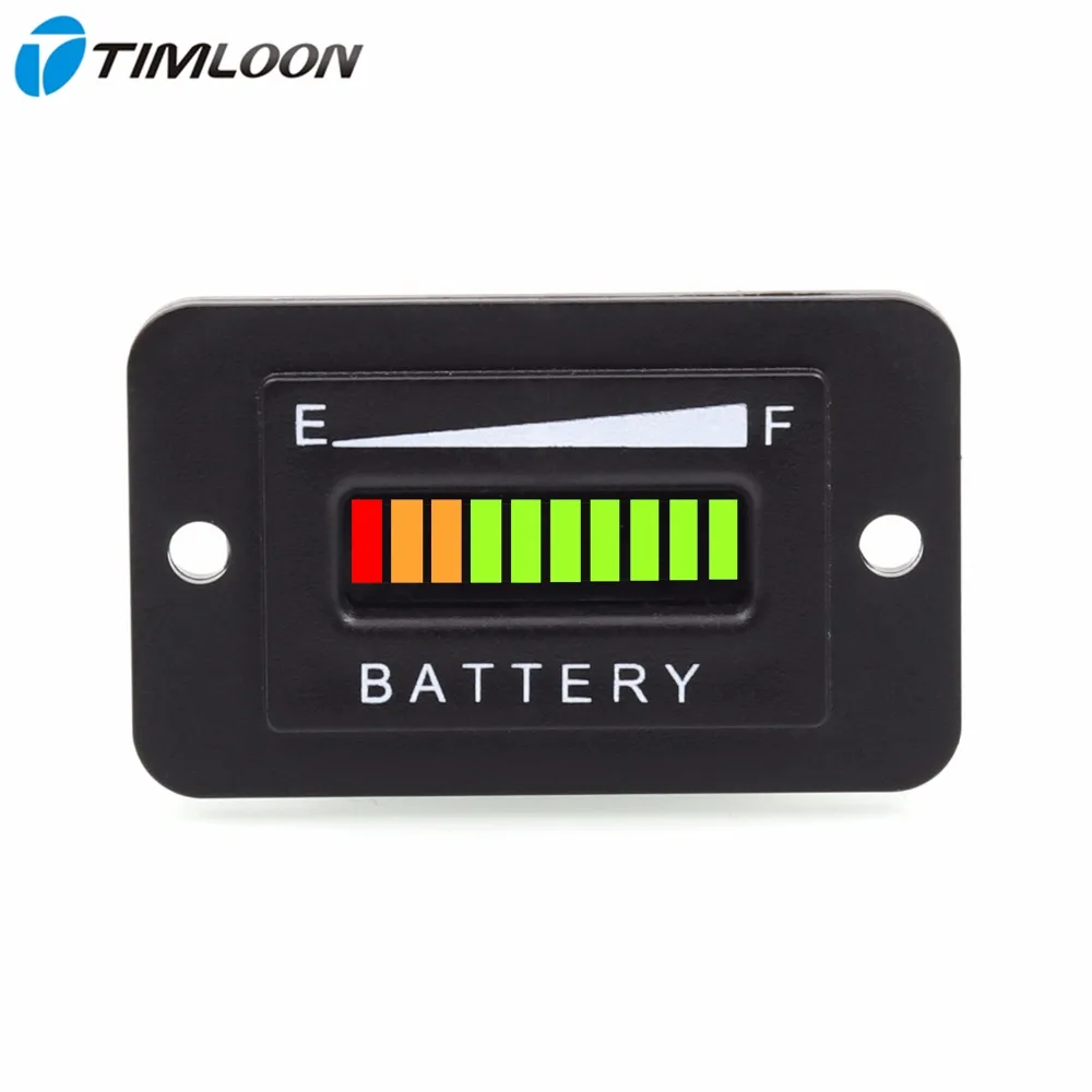 10 Segment LED 12V 24V 36V 48V 72V font b Battery b font Indicator Meter Gauge
