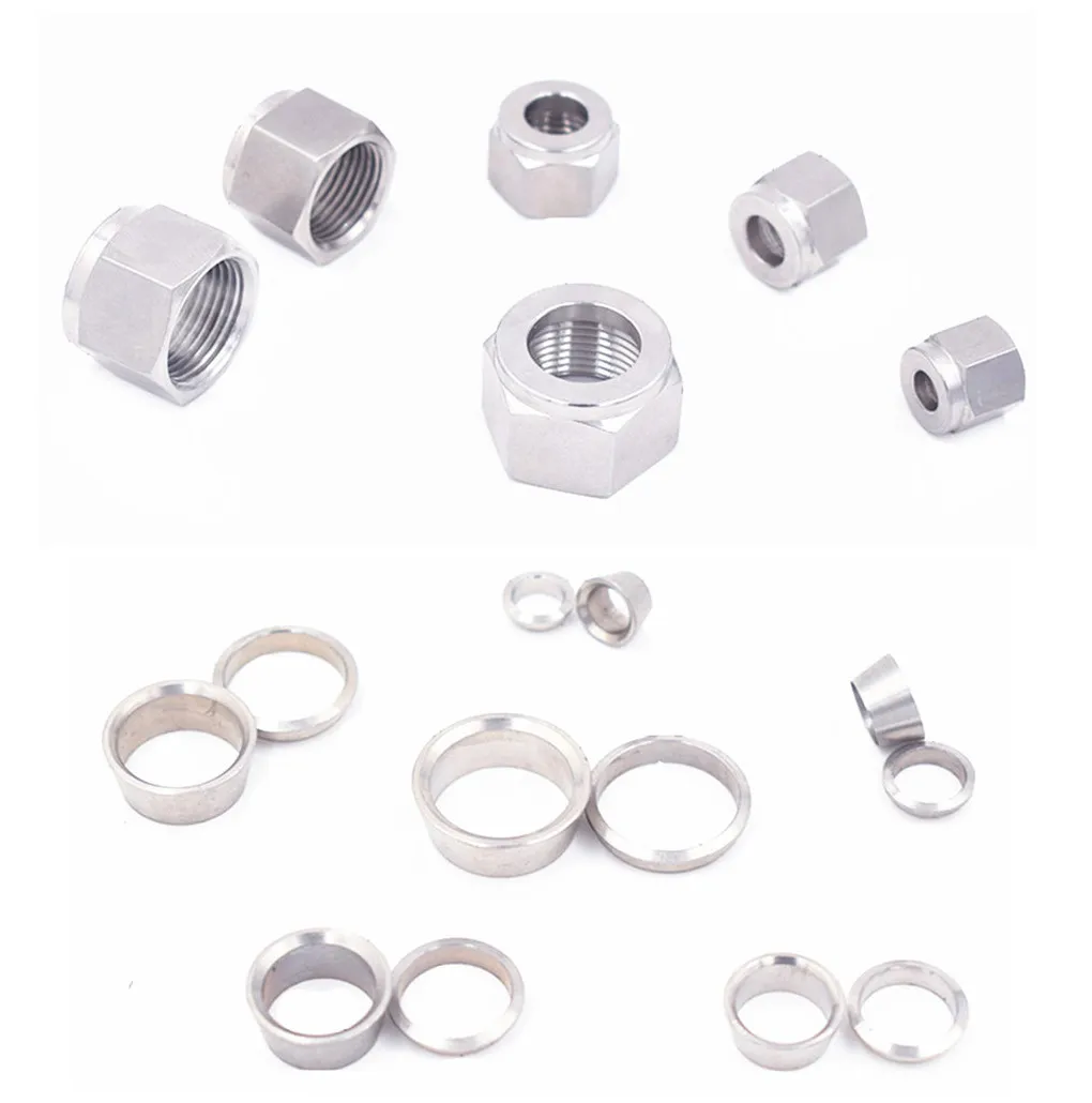 SS 304 Stainless Steel Double Ferrule Compression Connector 6mm 8mm