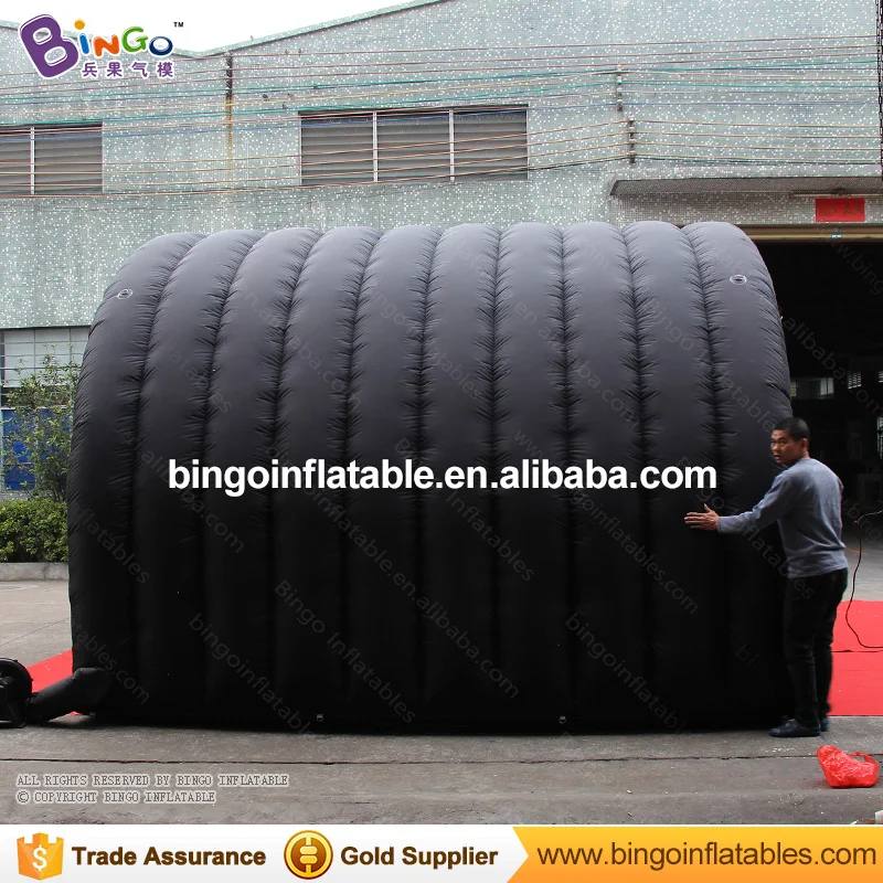  Free shipping 4X4X3m all black inflatable tunnel tent for outdoor event high quality giant blow up 