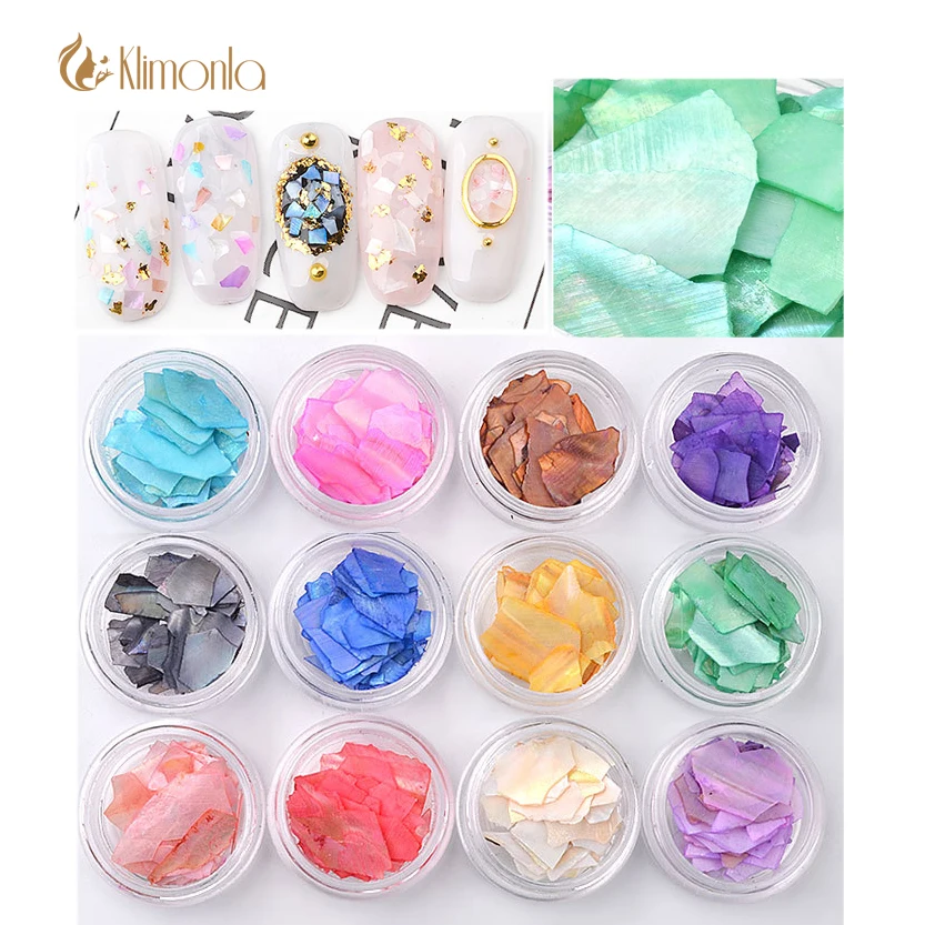 

1set /lot 12 Mix Color Crushed Shell Fragment Irregular for False Acrylic Tip Nail Art Decoration Set Nail Art Sticker Kit Tool