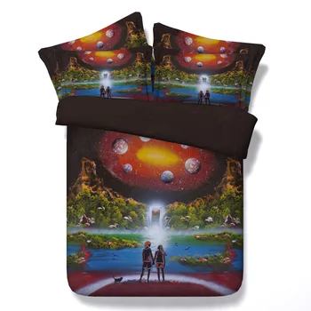 

Waterfall lovers Digital print Bedding Set Quilt Cover Design Bed Set Bohemian a Mini Van Bedclothes 3pcs JF363