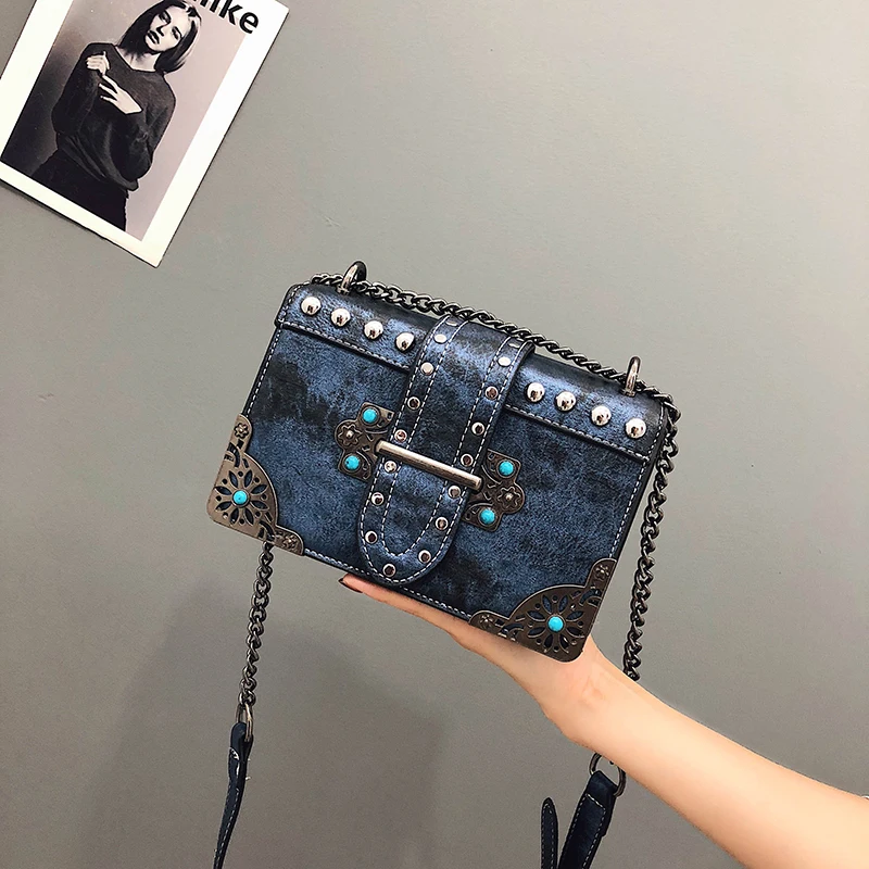 

Famous Brand Women PU Leather Messenger Bags Women Luxury Rivet Shoulder Bag Designer Handbag Ladies Fashion Small Crossbody Bag