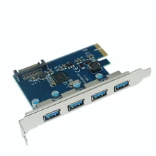 Adaptateur PCIE à 4 ports USB 3.0, PCI Express USB 3.0, HUB 4 ports, 5.0Gbps, 19 broches FL1100, chipset, compatible avec windows 10, windows 8, MAC OS