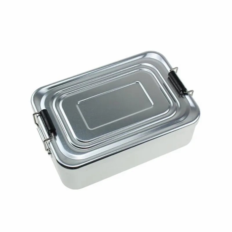 De aluminio de la caja de almuerzo de aluminio portátil al aire libre militar de la caja de almuerzo de cocina utensilios de cocina caza supervivencia contenedor