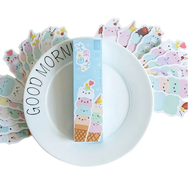 

30pcs/lot Kawaii Ice cream series Paper Bookmark Craft Message Cards Promotional Book Note Page Makers Office School