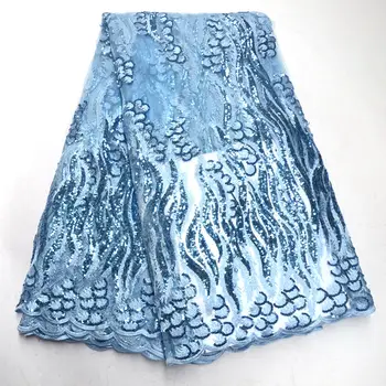 

FolaSade Latest African Lace Fabric Fashionable Sequins Embroidered Nigerian Laces Fabric French Tulle Lace Fabric TZ989