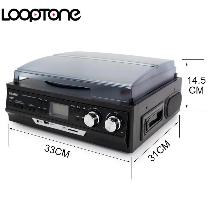 LoopTone 3-Speed Виниловые проигрыватели LP проигрыватель Встроенные динамики граммофон AM/FM радио кассеты USB/SD рекордер