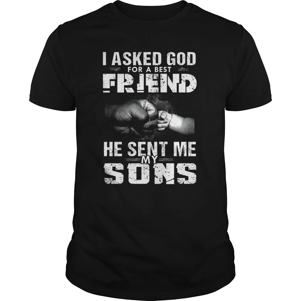 Мужская футболка с коротким рукавом женская надписью I Asked God For A Best Friend он прислал