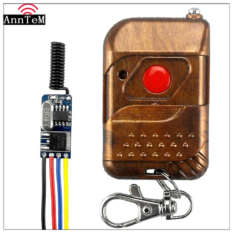 

MICRO RF Wireless Remote Control Switch DC3.5-12V 3.7v 5v 6v 7.4v 7.6v 9v Receiver Transmitter Mini Mos No Sound Learning 315mhz