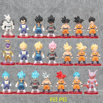 

21 pcs/set Dragon Ball Saiyan Son Goku Vegeta Goku Black Universe Boss Frieza PVC Action Figure Collectible Model Toy 7~8 CM