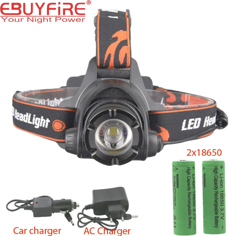 

zoomable Headlamp XM-L2 U2 LED Headlight Retractable Zoom Headlights +2x18650 battery + charger+car charger