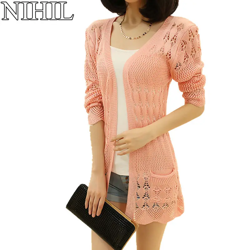 

Pink Women Cardigans Plus Size Long Sleeve V-Neck Knitted Sweaters 2018 Spring New Fashion Cardigan Ladies Crochet Casual Blouse