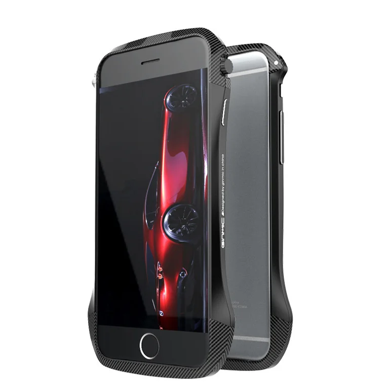 

GinMic For iPhone 6 6s 6plus 6s+ Aluminum Side Fiber Pattern Plastic Top Bumper Frame Slim Armor Hard Cases For iPhone7 7Plus