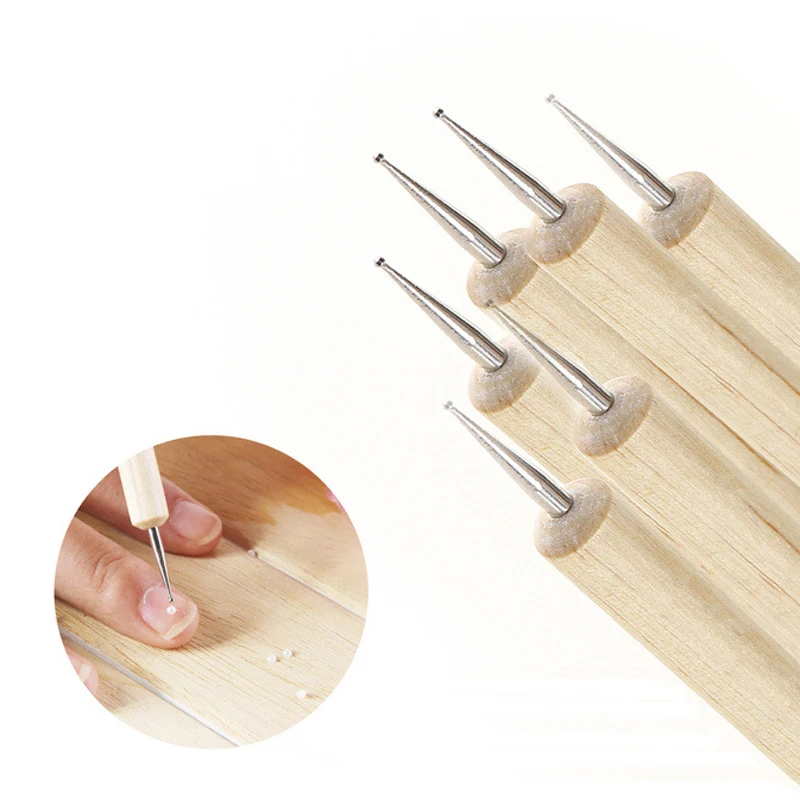 

5pcs Wooden Nail Art Dotting Pen Double Head Nail Drill Point Pen Painting Drawing Brushes Manicure Accessories Tools