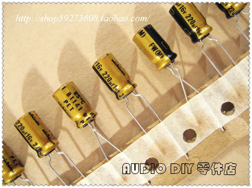 30PCS Nichicon FW series 220uF 16V audio electrolytic capacitors free shipping