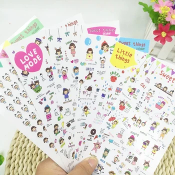 

18 Sheet/lot High Quality Kawaii Cartoon Little Girl Sticker Diary Planner Journal Scrapbook Notebook Ablum Decorative Stickers