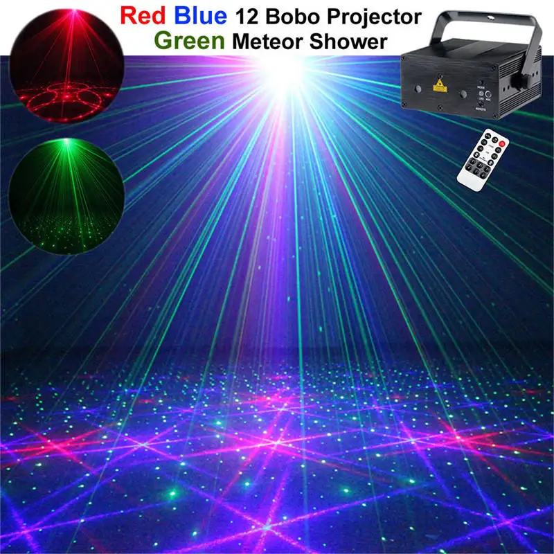 

Portable Green Red Blue Laser Lights DJ Projector Blue LED Mixing Effect KTV Home Party Show Holiday Stage Lighting 12G-RGB300