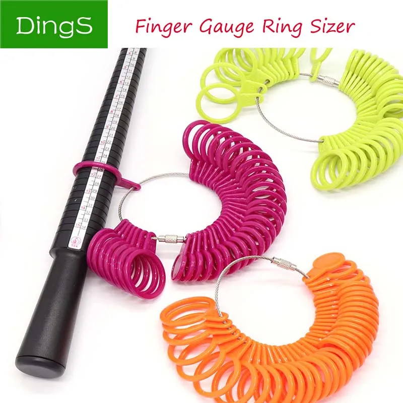

Superior Plastic Ring Size Gauges Set Measuring Ring with Rings Mandrel Sizer Finger Sizing Measuring Stick Ring Jewelry Tools