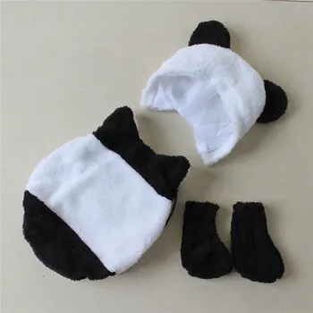 

Cute Baby Girl Animal Panda Headwear Photo Shoot Costume Props For Newborn Photography Props Hand Knitting Christmas navidad