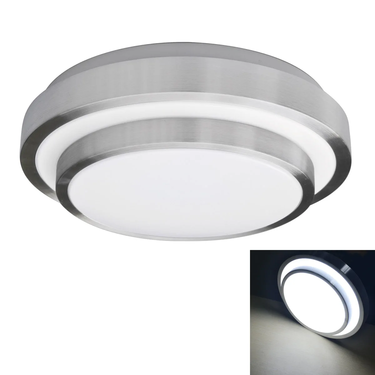 15w LED ceiling light, Surface mounted Silver borders + white lampshade