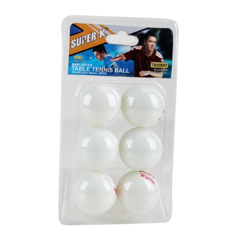 6pcs/lot Celluloid material Seamless 40mm Ping Pong balls Two star
