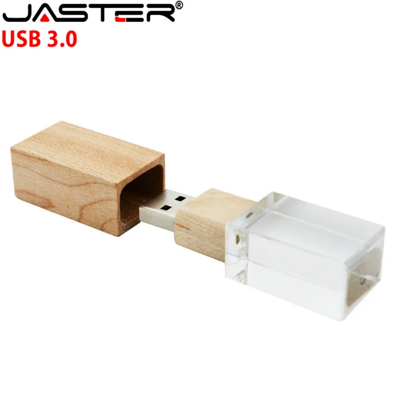 JASTER USB 3,0 креативный деревянный и Кристальный 4 ГБ 8 ГБ флеш-накопитель 16 ГБ 32 ГБ 64 Гб USB флеш-накопитель карта памяти палочка для создания логотипа индивидуальные подарки