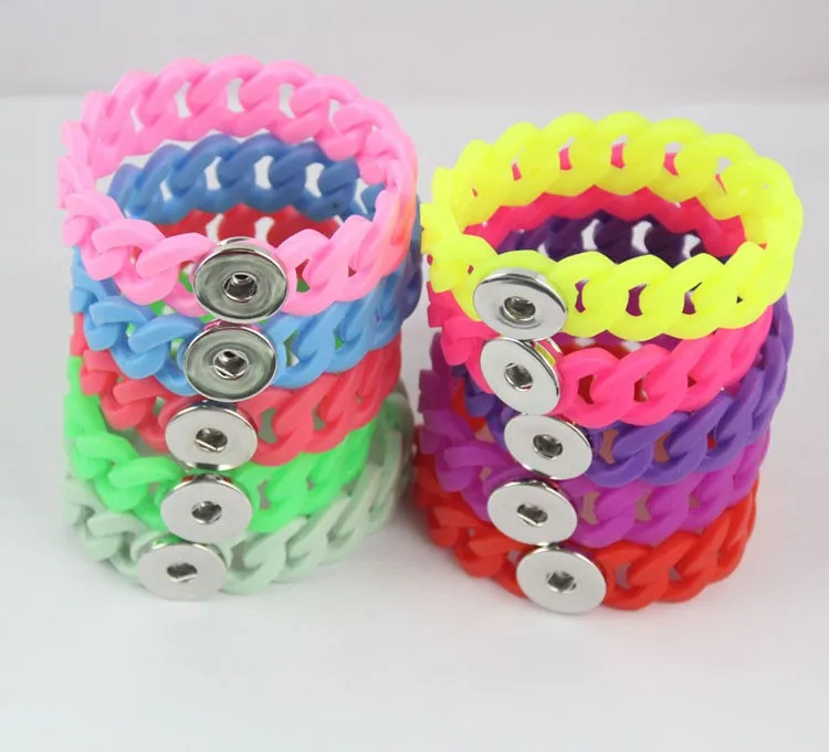 PAPAPRESS 20pcs/lot Mix Colors Silicone Snaps Jewelry Bracelets Fit