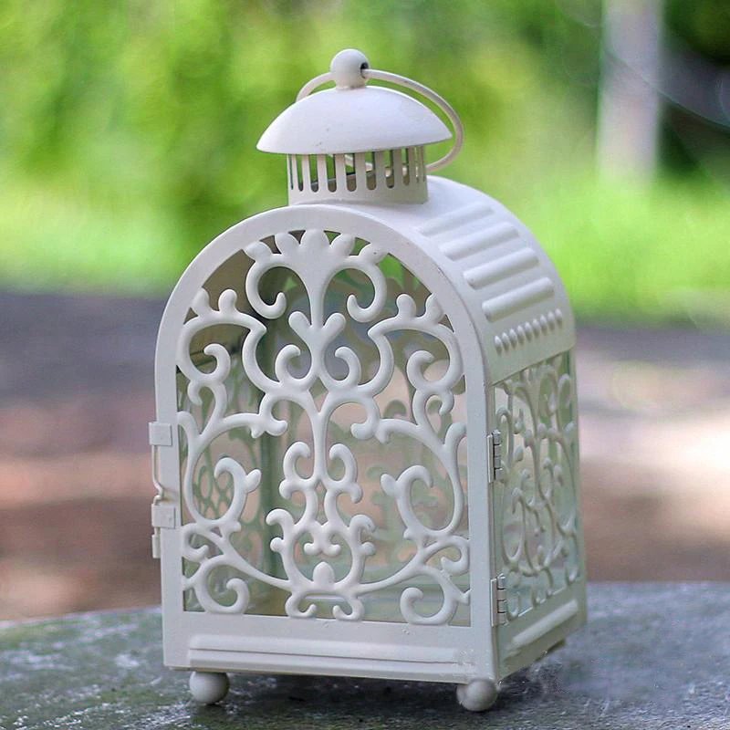 European Wedding Accents Home Garden Decor Hollow Lace Design Small Pink White Green Black Iron Candle Lantern European Wedding Accents Home Garden Decor Hollow Lace Design Small Pink White Green Black Iron Candle Lantern