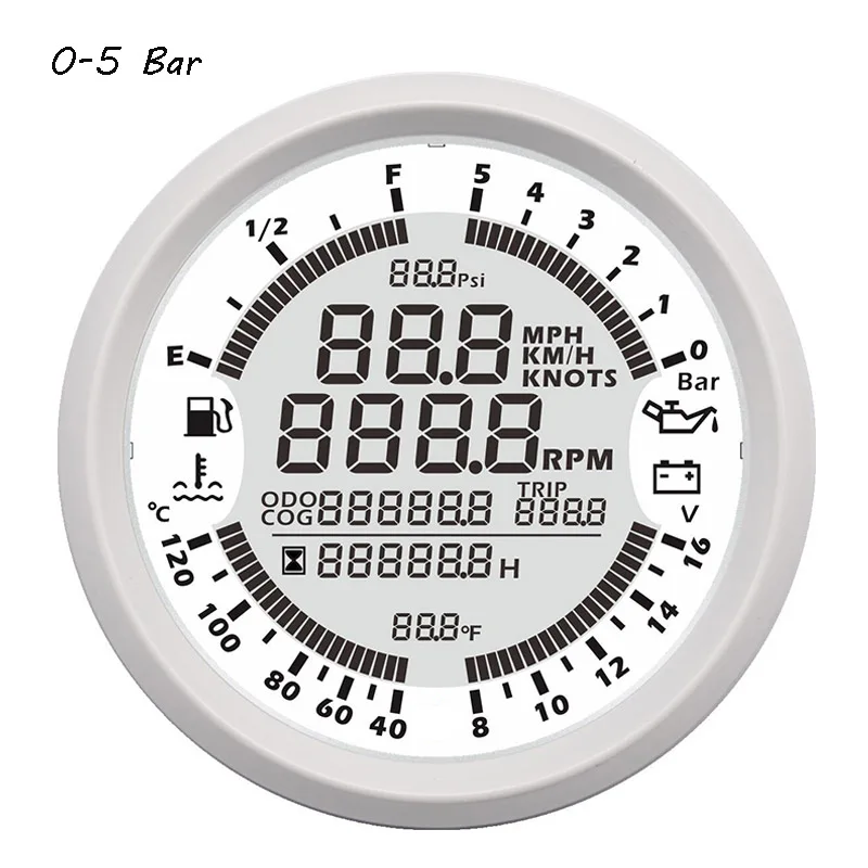 Автомобильный спидометр, gps, лодочный тахометр, многофункциональный, температура воды, уровень топлива, вольтметр, давление масла, подходит для автомобиля, мотоцикла, корабля - Цвет: WW 0-5Bar