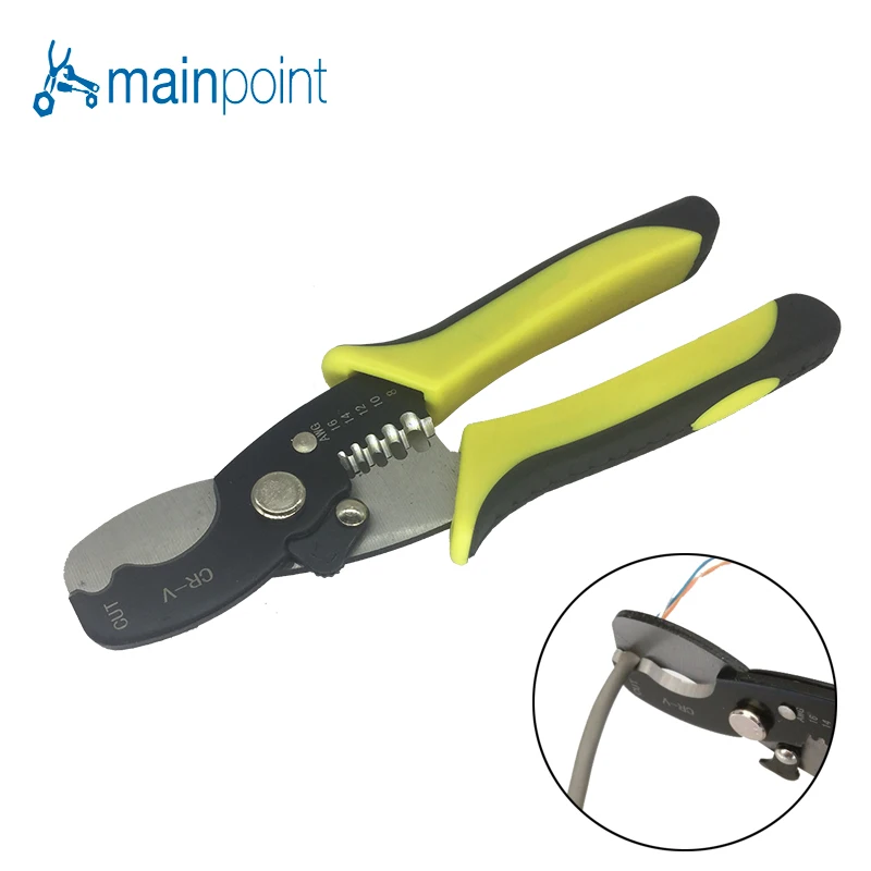 Mainpoint New Two-color Handle Multi Tool 8 Wire Stripper Cable Cutting Scissor Stripping Pliers Cutter 1.6-4.0mm Hand Tools
