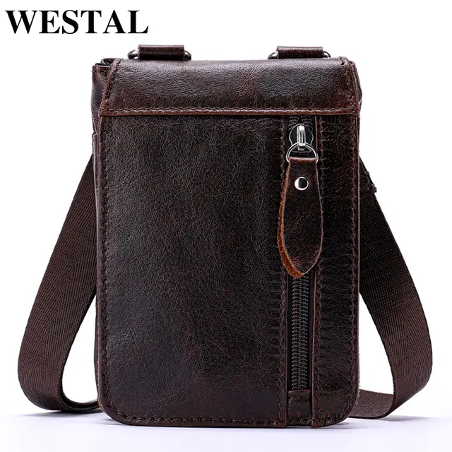 Westal Genuine Leather Men S Waist Bag Belt Small Pack For Hip Bags Casual Money Phone Pouch Designer 702