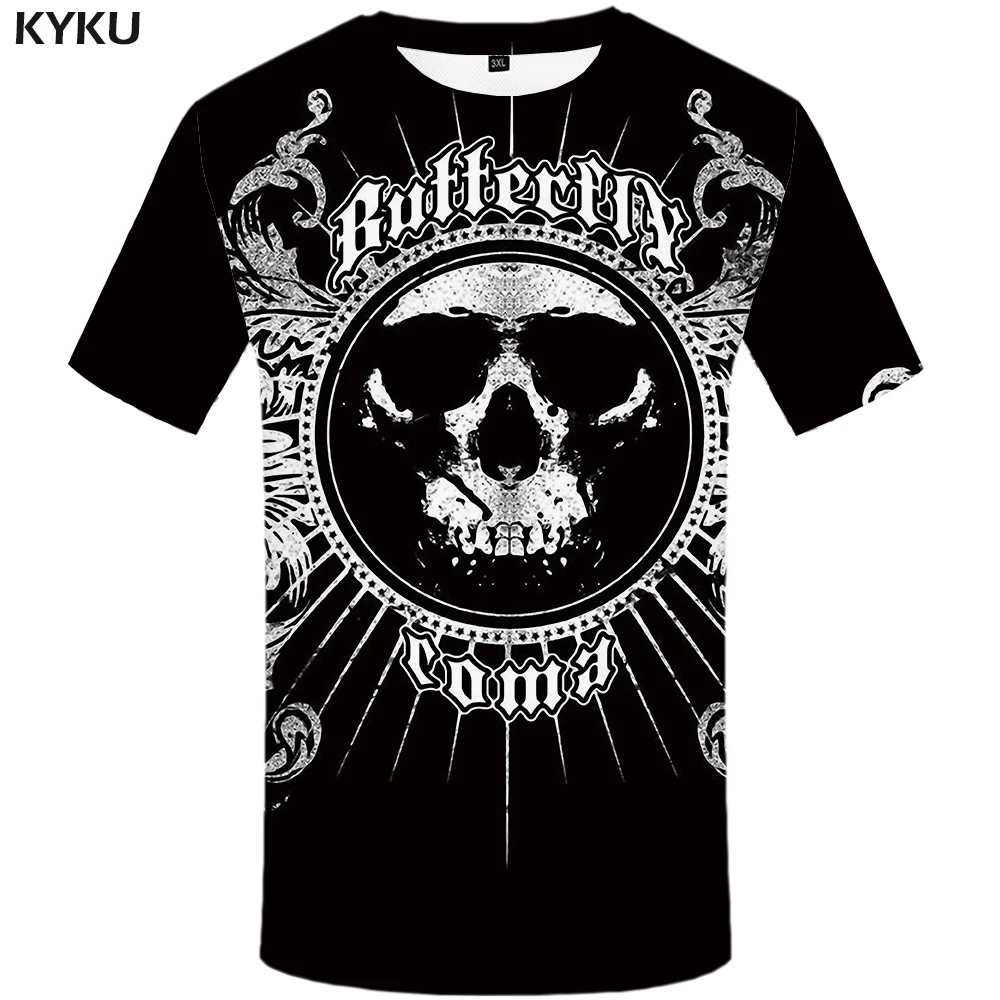 KYKU Sulku T Shirt Men Black Punk Rock T-shirt Anime Clothes Graphics 3d Printed Tshirt Gothic Fashion Mens Clothing Summer Tops