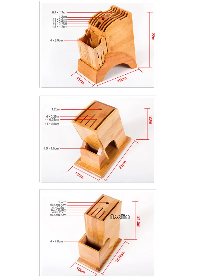NOOLIM бамбуковый держатель для кухонных ножей, Многофункциональные кухонные аксессуары, стеллаж для хранения инструментов, держатель для деревянных ножей, подставка для ножей