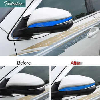 

Tonlinker 2 PCS DIY Car styling NEW ABS chrome Reversing mirror scuff trim Stickers for TOYOTA HIGHLANDER 2015 parts accessories